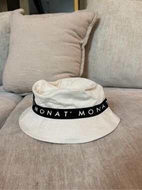 MONAT White Cotton Bucket Hat with Branded Black Band